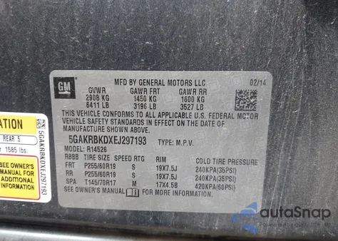 2014 Buick Enclave Leather из США, поврежденный, VIN 5GAKRBKDXEJ297193